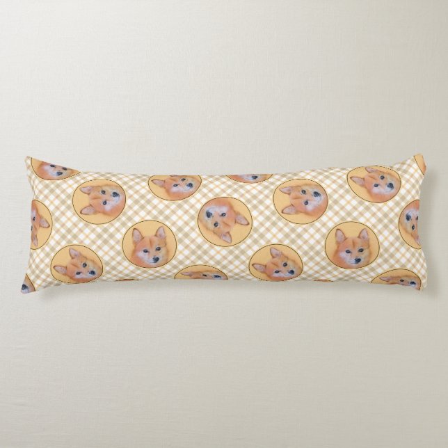 Finsk spitz Painting Cute Original Pet Hund Art Kroppskudde (Framsidan)