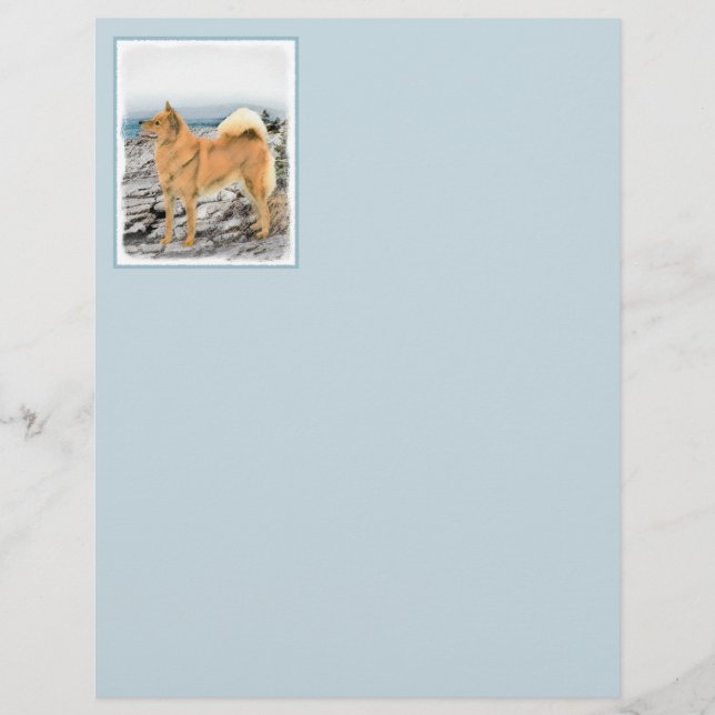 Finsk spitz vid Seashore Painting - Hund Art (Framsida)