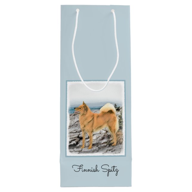 Finsk spitz vid Seashore Painting - Hund Art (Baksidan)