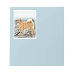Finsk spitz vid Seashore Painting - Hund Art Anteckningsblock