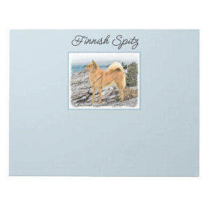 Finsk spitz vid Seashore Painting - Hund Art Anteckningsblock