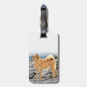 Finsk spitz vid Seashore Painting - Hund Art Bagagebricka
