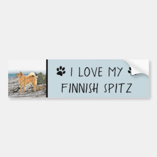 Finsk spitz vid Seashore Painting - Hund Art Bildekal