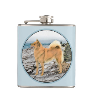 Finsk spitz vid Seashore Painting - Hund Art Fickplunta