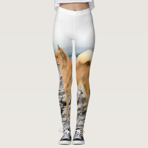 Finsk spitz vid Seashore Painting - Hund Art Leggings