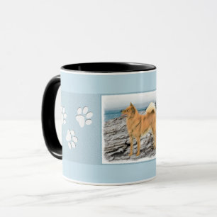 Finsk spitz vid Seashore Painting - Hund Art Mugg