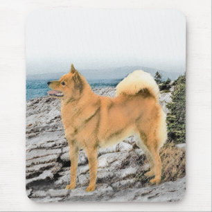 Finsk spitz vid Seashore Painting - Hund Art Musmatta