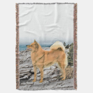 Finsk spitz vid Seashore Painting - Hund Art Mysfilt