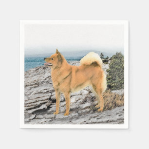 Finsk spitz vid Seashore Painting - Hund Art Pappersservett