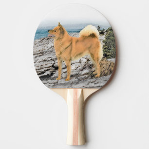 Finsk spitz vid Seashore Painting - Hund Art Pingisracket