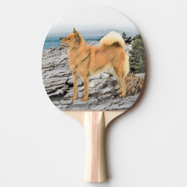 Finsk spitz vid Seashore Painting - Hund Art Pingisracket (Framsidan)