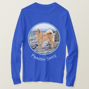 Finsk spitz vid Seashore Painting - Hund Art T Shirt
