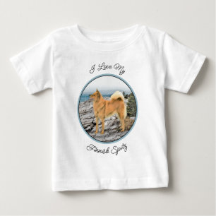 Finsk spitz vid Seashore Painting - Hund Art T Shirt