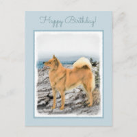 Finsk spitz vid Seashore Painting - Hund Art
