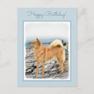Finsk spitz vid Seashore Painting - Hund Art Vykort
