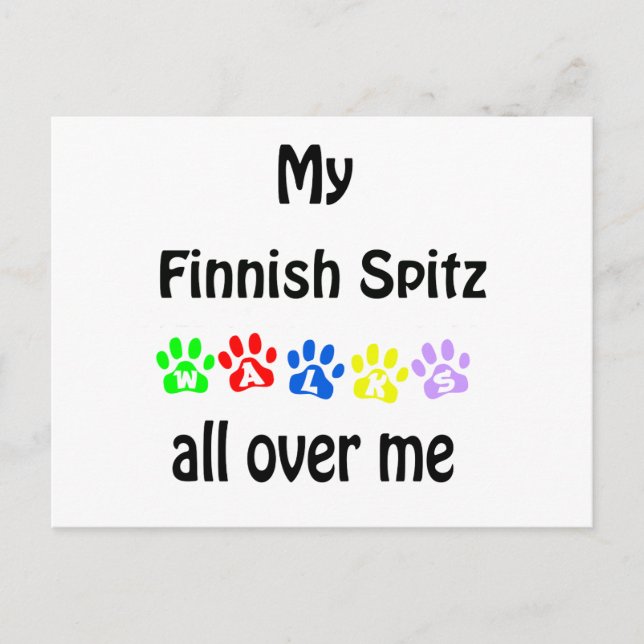 Finsk Spitz Walks Design Vykort (Framsida)
