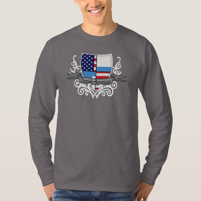 Finska-Amerikanen skyddar flagga T Shirt (Framsida)