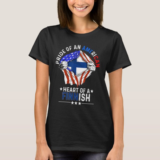Finska amerikanska Pridet Foreign Land Fin T Shirt (Framsida)