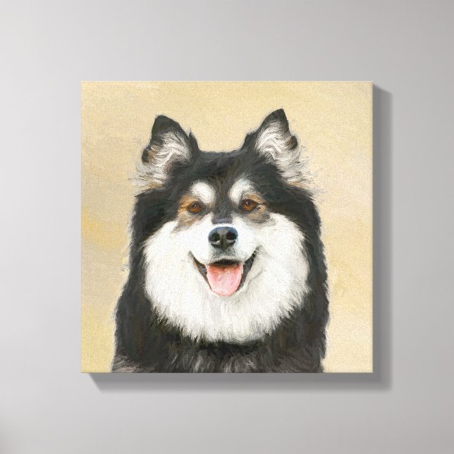 Finska apphund Painting - Cute Original Hund Art Canvastryck (Framsida)