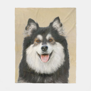 Finska apphund Painting - Cute Original Hund Art Fleecefilt