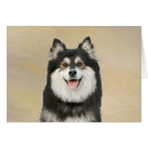 Finska apphund Painting - Cute Original Hund Art Hälsningskort