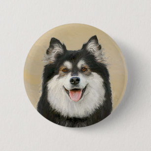 Finska apphund Painting - Cute Original Hund Art Knapp