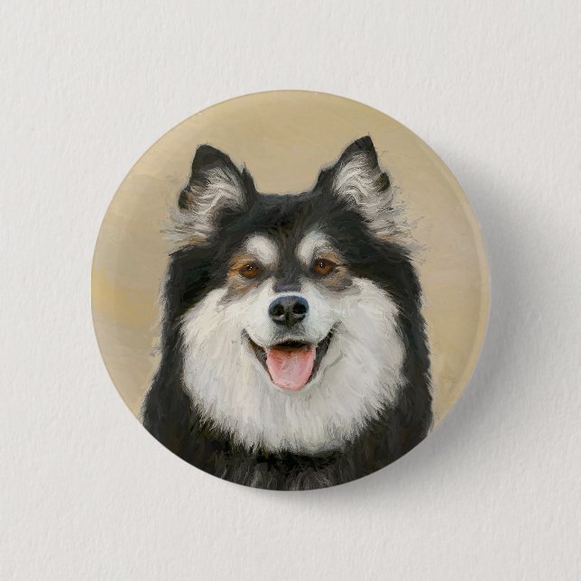 Finska apphund Painting - Cute Original Hund Art Knapp (Framsida)