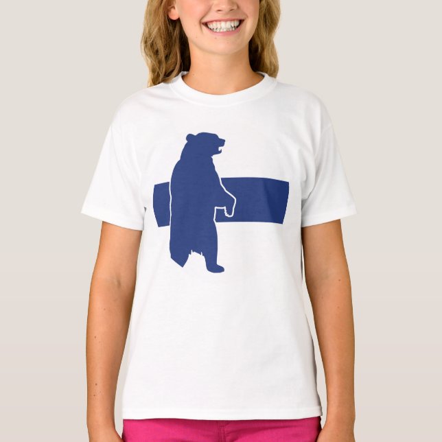 Finska Björnen Finlands nationella Flagga T Shirt (Framsida)