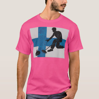Finska Curling Shirt Finska Flagga Winter Sports T T Shirt