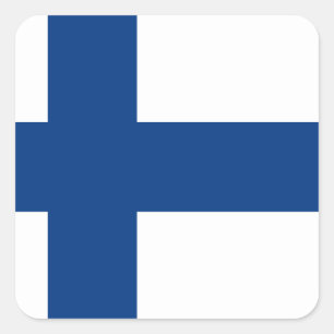 Finska (finska) Flagga Fyrkantigt Klistermärke