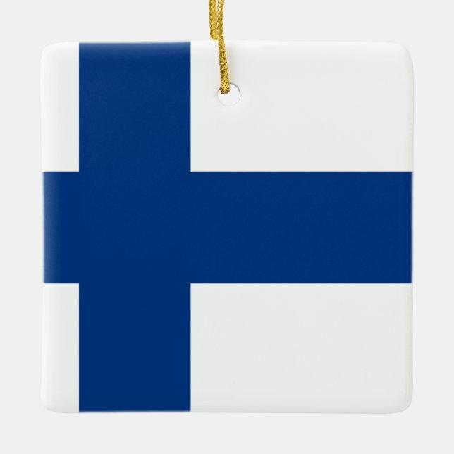 Finska (finska) Flagga Julgransprydnad Keramik (Framsida)