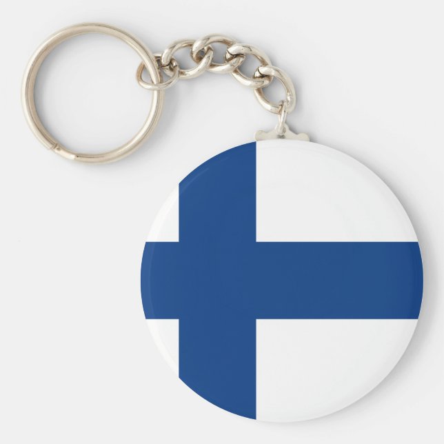 Finska (finska) Flagga Nyckelring (Framsidan)