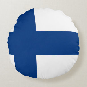 Finska (finska) Flagga Rund Kudde