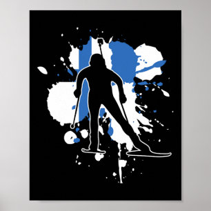 Finska Flagga Biathlonist - finska Sjatlon Poster