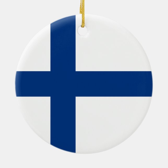 Finska Flagga (Finland) Julgransprydnad Keramik (Baksidan)
