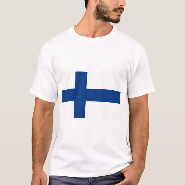 Finska Flagga (Finland) T-Shirt (Framsida)