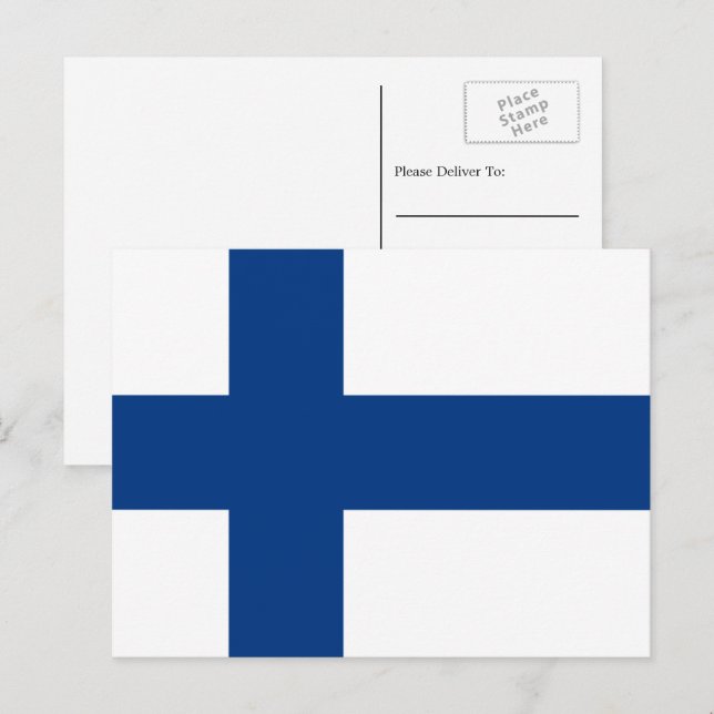 Finska Flagga, Finlands Flagga Vykort (Fram/baksida)