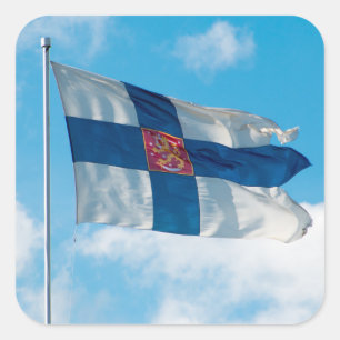 Finska Flagga Fyrkantigt Klistermärke