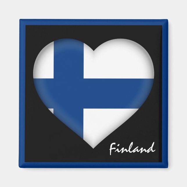 Finska flagga & Heart, Finland helgdag/sport Magnet (Framsidan)