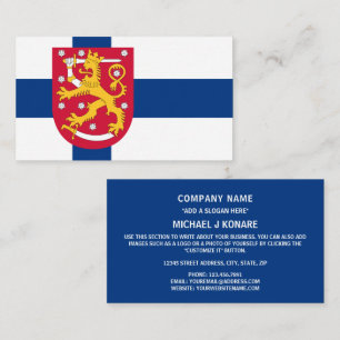 Finska Flagga & Jacka av Arm, Finlands Flagga Visitkort