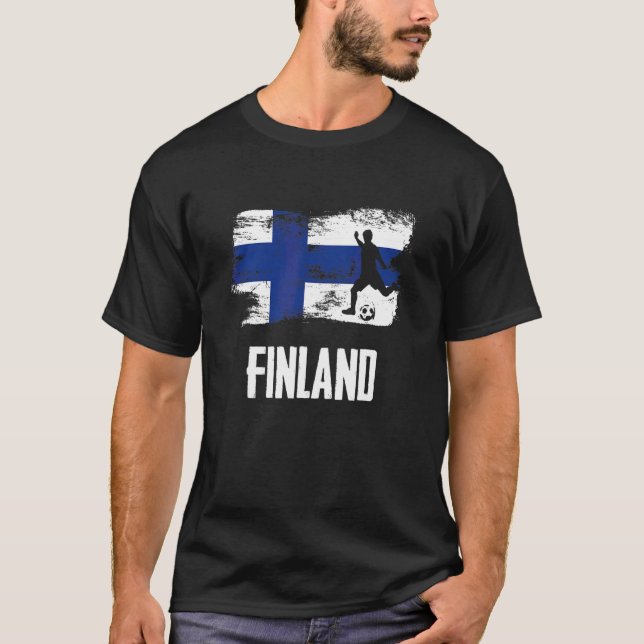 Finska Flagga Jersey Finlands fotbollslag Finska T Shirt (Framsida)