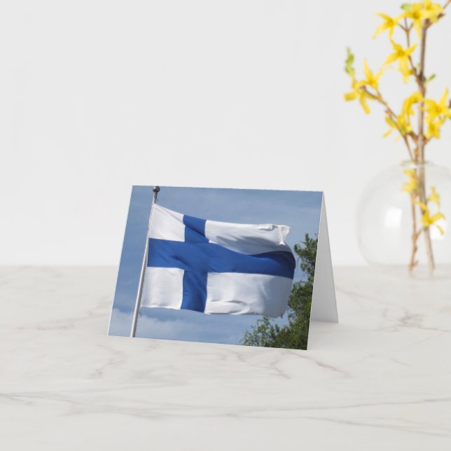 Finska Flagga Kort (Gul blomma)