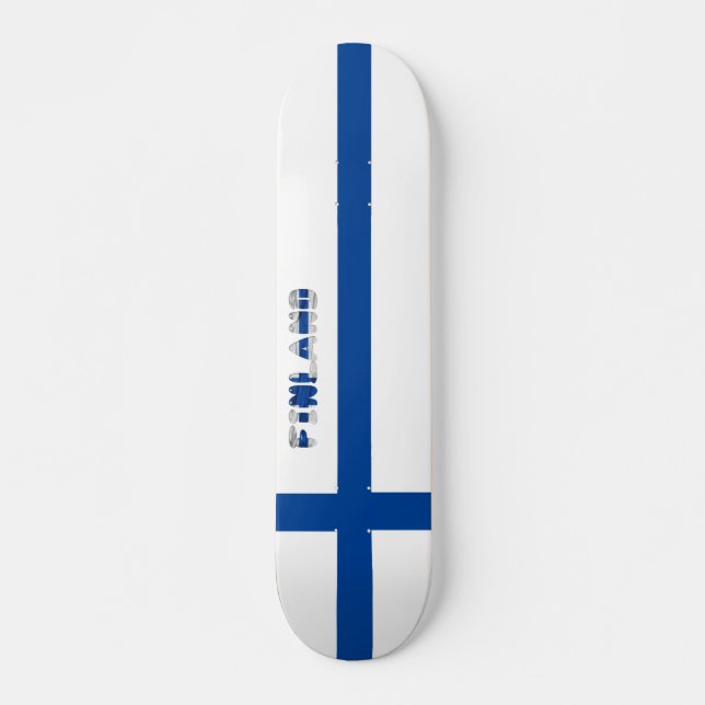 Finska flagga mini skateboard bräda 18,5 cm (Framsida)