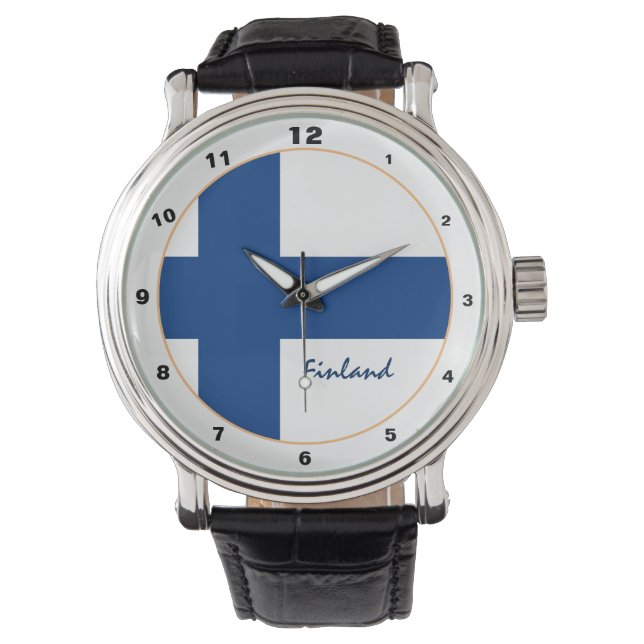 Finska Flagga och finska trendiget mode /design Armbandsur (Framsida)