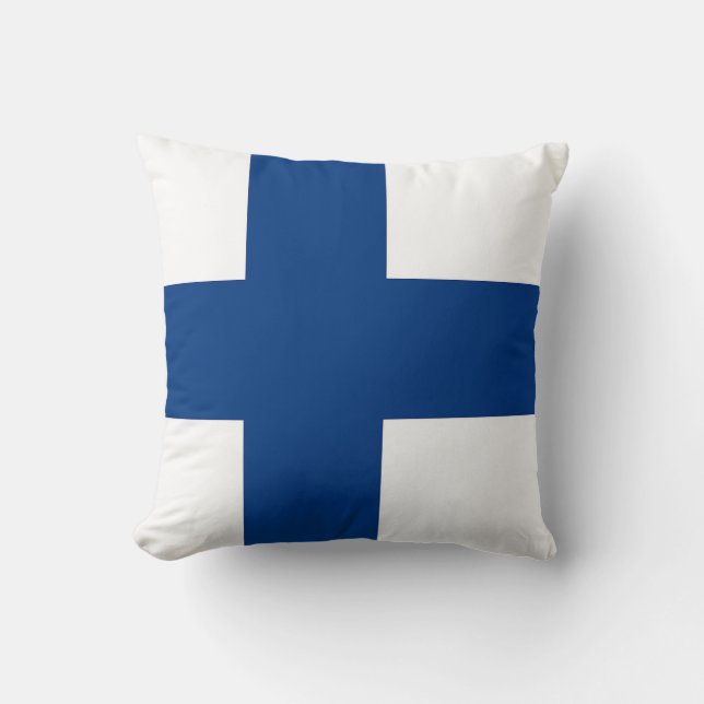 Finska Flagga om amerikanska MoJo Pillow Kudde (Framsida)