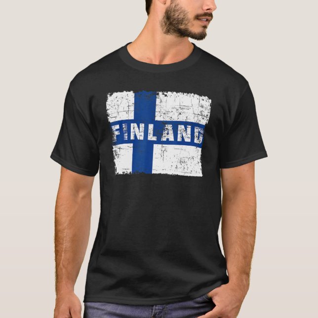 Finska Flagga Pridet Souvenir Finlish Nation T Shirt (Framsida)