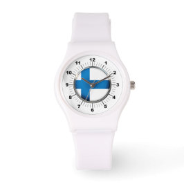 Finska Flagga Sporty White Silicon Watch Armbandsur
