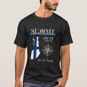 Finska Flagga Suomi Finska Arktiska cirkeln Äventy T Shirt