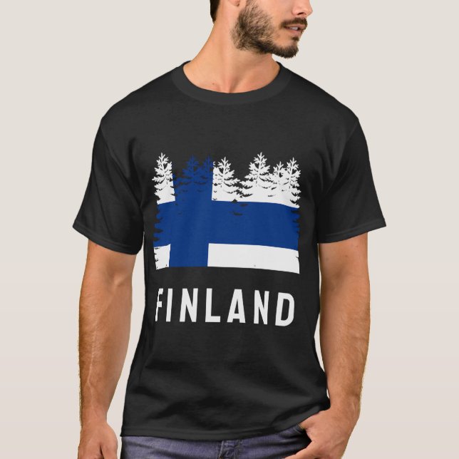 Finska Flagga T Shirt (Framsida)
