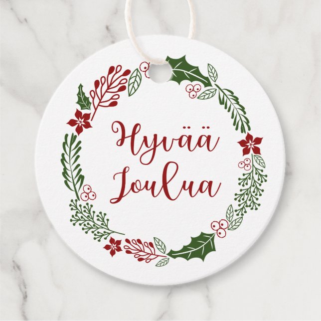 Finska God jul, Hyvää joulua, Anpassningsbar Gåvor Etiketter (Framsida)